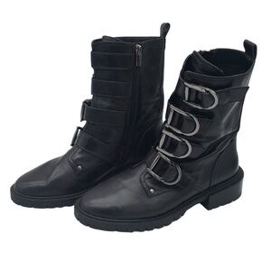 Vince Camuto Buckle Leather Combat Boots